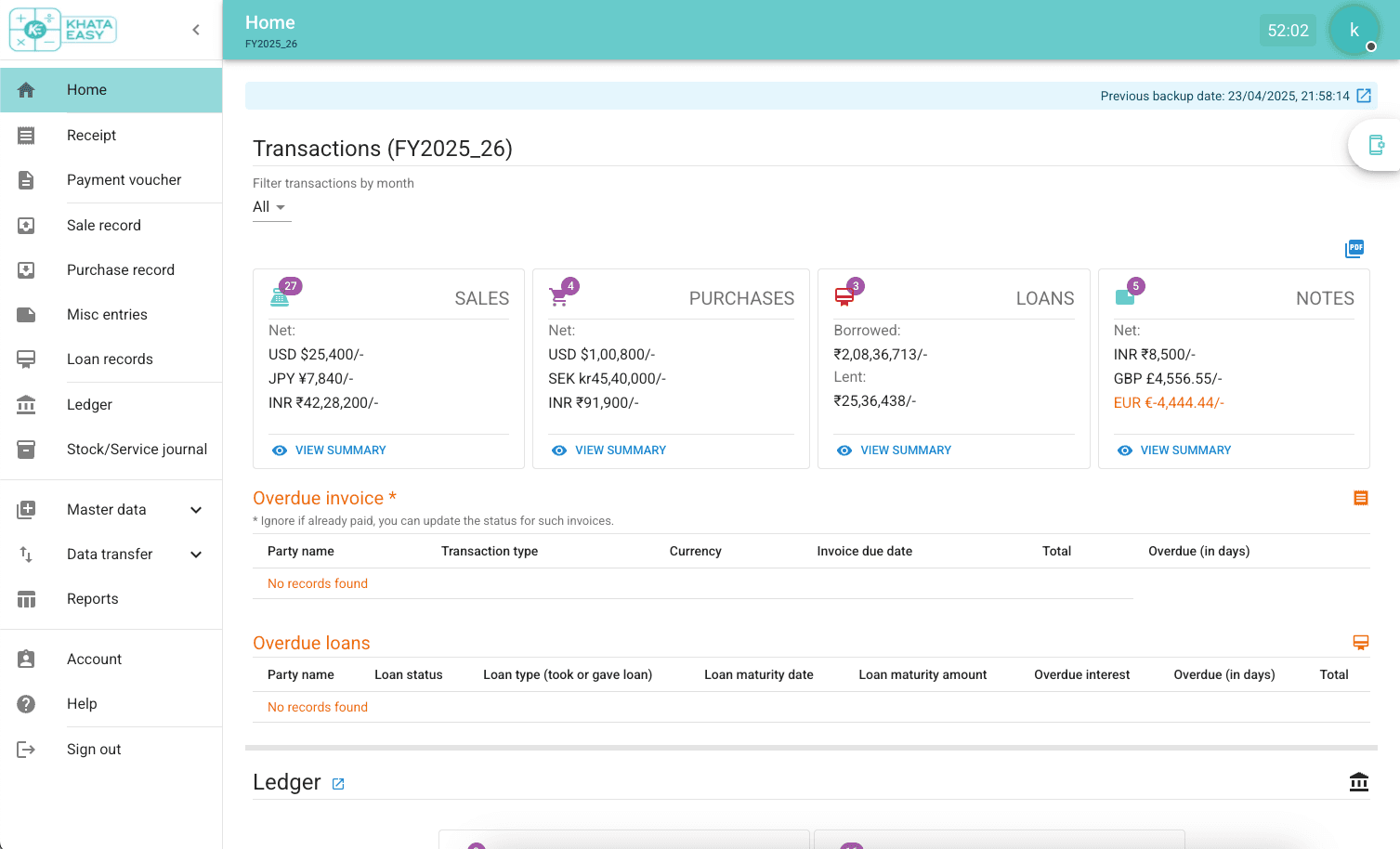 Khata Easy Dashboard
